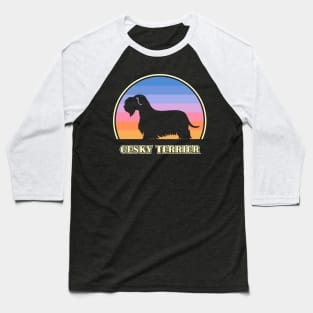 Cesky Terrier Vintage Sunset Dog Baseball T-Shirt